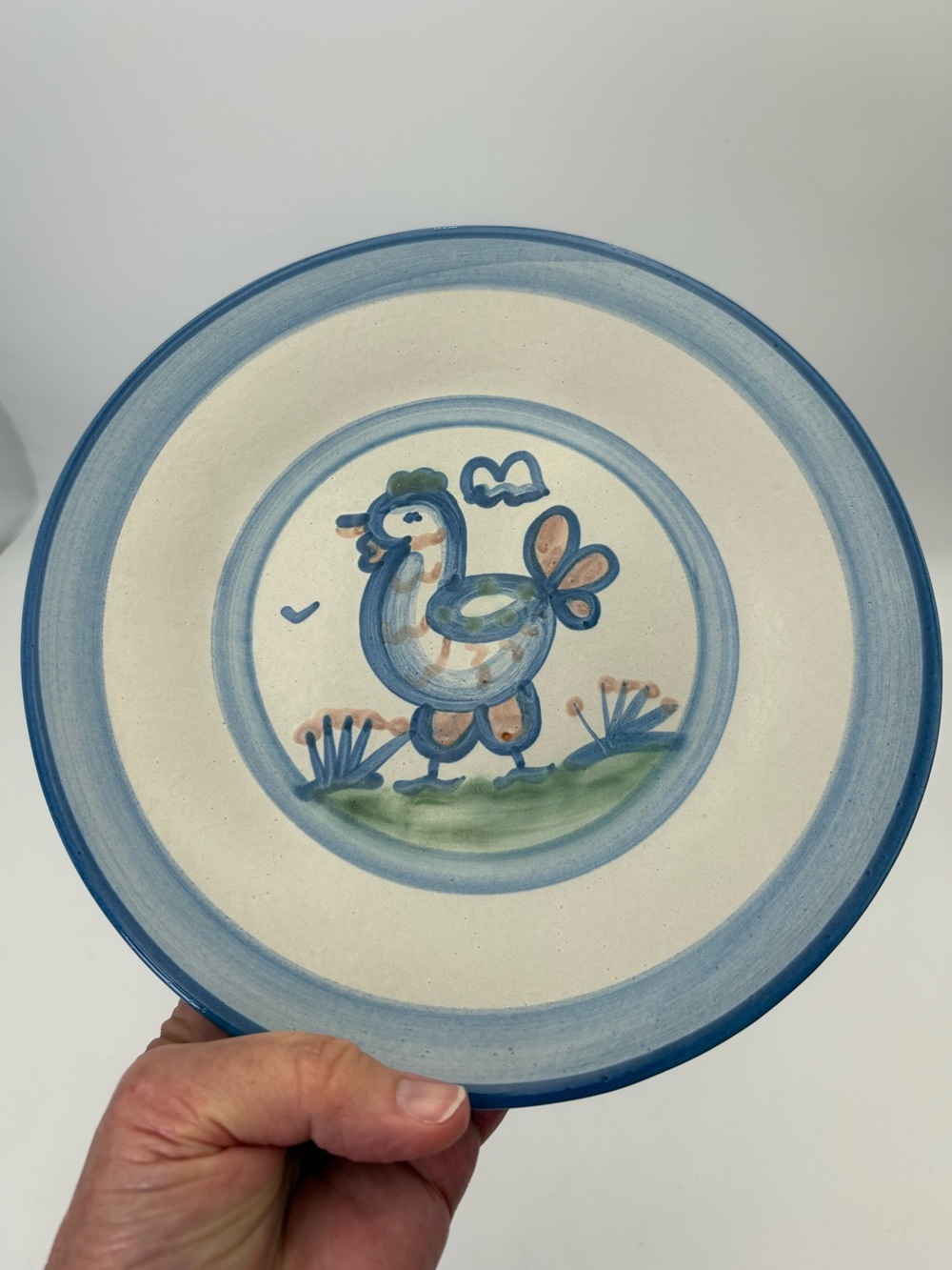 Vintage Hand-painted M.A. Hadley Art Pottery "Chicken" Plate - 9” Diameter